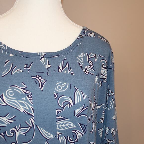 LulaRoe Julia Short Sleeve T-Shirt Dress Blue & White sz 2XL - Picture 3 of 6